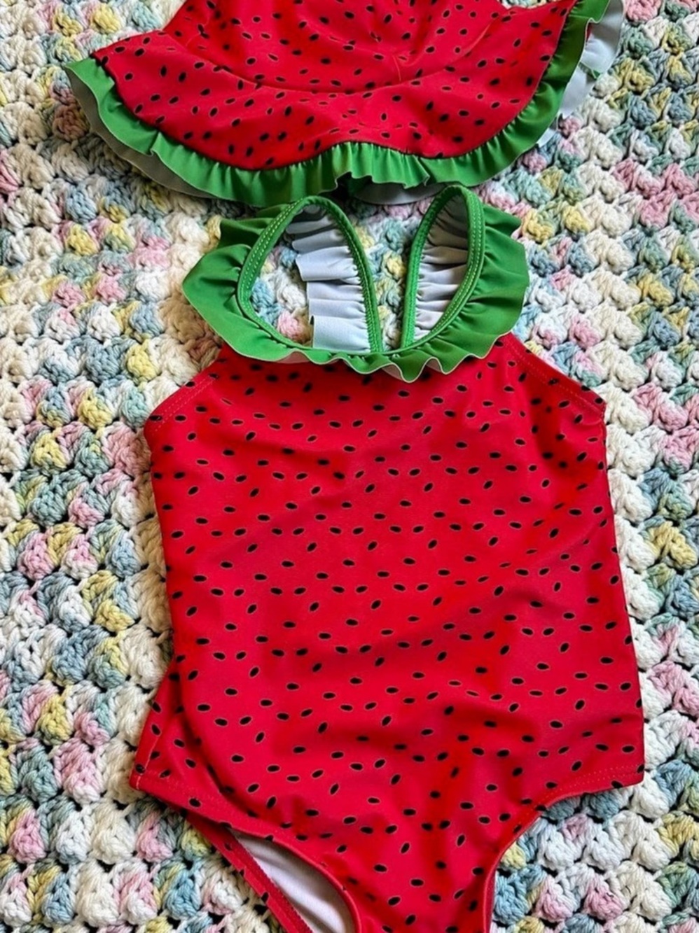Adventurewear Watermelon Swimsuit + Matching Hat - 18M